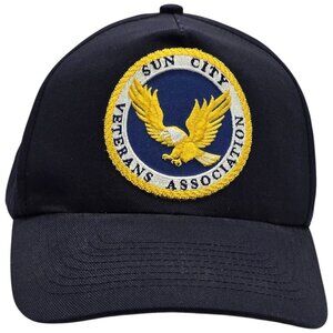 Sun City Veterans Association Nissin Vintage Navy Blue Snapback Hat Cap